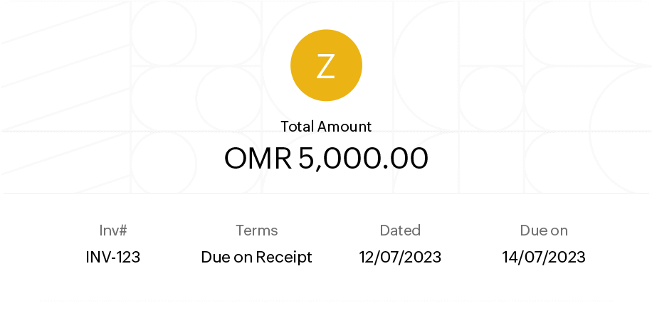 Illustration of a sample invoice with essential details like amount, invoice date, due date etc.  